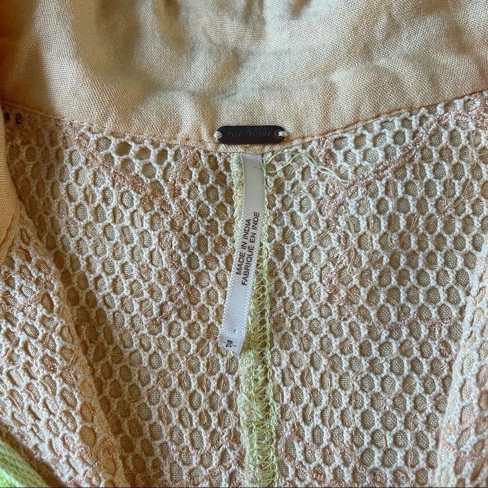 FREE PEOPLE ‘Isla’ Crochet Quarter Zip Pullover Yellow Green Size S - Picture 11 of 14